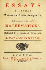 Front cover of Essays on several curious and useful subjects, in speculative and mix'd mathematicks by Thomas Simpson