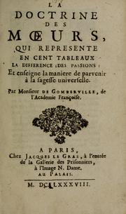Cover of La doctrine des moeurs by Gomberville, M. Le Roy sieur de