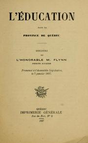 Front cover of L'éducation dans la province de Québec by E. J. Flynn