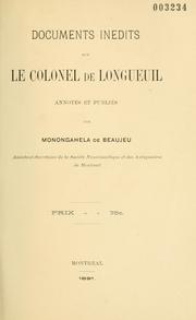 Front cover of Documents inédits sur le Colonel de Longueuil by Monongahéla de Beaujeu