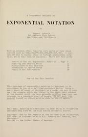 Cover of A programmed sequence on exponential notation by Eugene Roberts