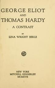 Front cover of George Eliot and Thomas Hardy by Lina Wright Berle