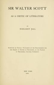 Front cover of Sir Walter Scott as a critic of literature by Margaret Ball