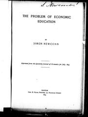 Front cover of The problem of economic education by Simon Newcomb