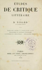 Cover of Études de critique littéraire by Jean Marie Napoléon Désiré Nisard