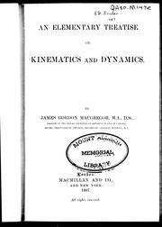 Front cover of An elementary treatise on kinematics and dynamics by J. G. MacGregor