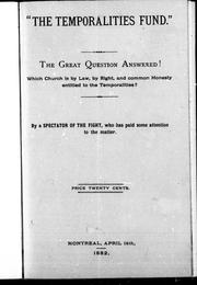 Front cover of "The temporalities fund" by Spectator of the fight