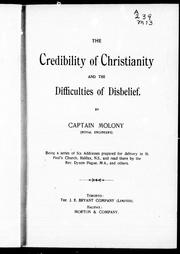 Front cover of The credibility of Christianity and the difficulties of disbelief by Molony Captain