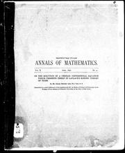 Front cover of On the solution of a certain differential equation which presents itself in Laplace's kinetic theory of tides by George Herbert Ling