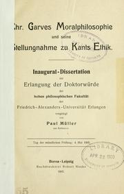Cover of Chr. Garves Moralphilosophie und seine Stellungnahme zu Kants Ethik by Paul Müller