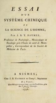 Front cover of Essai d'un syste chimique de la science de l'homme by J. B. T. Baumes