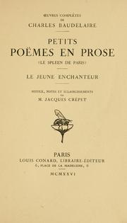 Front cover of Petits poëmes en prose (Le spleen de Paris) by Charles Baudelaire