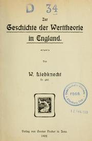 Front cover of Zur Geschichte der Werttheorie in England by Unknown