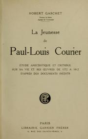 Front cover of La jeunesse de Paul-Louis Courier by Robert Gaschet