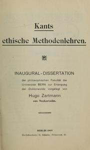 Front cover of Kants ethische Methodenlehren by Hugo Zartmann