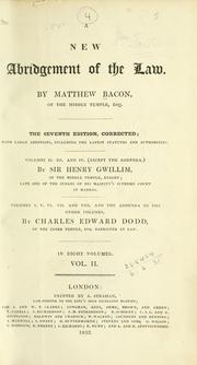 Cover of A new abridgment of the law by Matthew Bacon
