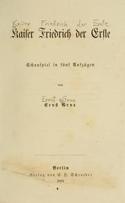 Cover of Kaiser Friedrich der Erste by Ernst Grua
