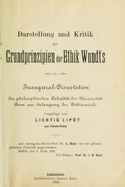 Front cover of Darstellung und Kritik der Grundprinzipien der Ethik Wundt's by Lichtig Lipót