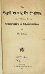 Front cover of Der Begriff der religiösen Erfahrung in seiner Bedeutung für die Prinzipienfragen der Religionsphilosophie by Otto Hofmann