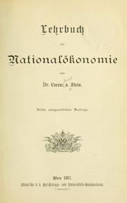 Front cover of Lehrbuch der Nationalökonomie by Lorenz von Stein
