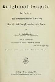 Front cover of Religionsphilosophie im Umriss by Rudolf Seydel