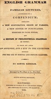 Cover of English grammar in familiar lectures by Samuel Kirkham