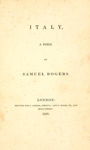 Front cover of Italy by Samuel Rogers