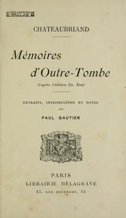 Cover of Mémoires d'outre-tombe by François-René de Chateaubriand