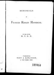 Front cover of Memorials of Frances Ridley Havergal by Maria Vernon Graham Havergal