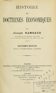 Front cover of Histoire des doctrines économiques by Joseph Rambaud