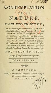 Front cover of Contemplation de la nature by Charles Bonnet