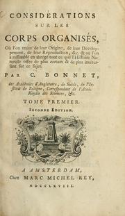 Front cover of Considérations sur les corps organisés by Charles Bonnet