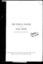 Front cover of The ethical system of Adam Smith by Unknown