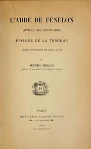 Cover of L'abbé de Fénélon, apôtre des savoyards by Henri Hello