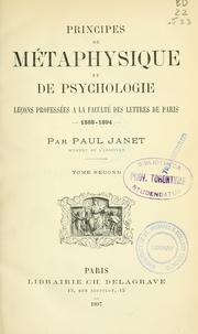 Front cover of Principes de métaphysique et de psychologie by Janet, Paul