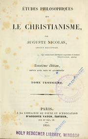Cover of Études philosophiques sur le christianisme by Auguste Nicolas