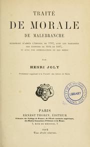 Front cover of Traité de morale by Nicolas Malebranche
