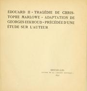 Front cover of Edouard II, tragédie de Christophe Marlowe by Georges Eekhoud