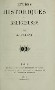 Front cover of Études historiques et religieuses by Alphonse Peyrat