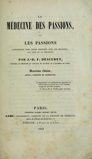 Cover of La médecine des passions by Jean Baptiste Félix Descuret