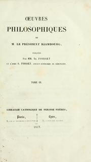 Front cover of Oeuvres philosophiques by Jean Baptiste Claude Riambourg