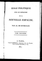 Front cover of Essai politique sur le royaume de la Nouvelle-Espagne by Alexander von Humboldt