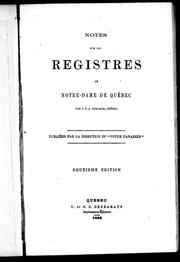 Cover of Notes sur les registres de Notre-Dame de Québec by Jean Baptiste Antoine Ferland