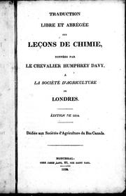 Front cover of Traduction libre et abrégés des le çons de chimie, données par le chevalier Humphrey Davy, à la Société d'agriculture de Londres by A. G. Douglas