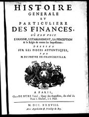 Front cover of Histoire generale et particuliere des finances by Joseph Du Fresne de Francheville