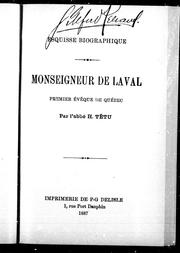 Front cover of Monseigneur de Laval, premier évêque de Québec by Henri Têtu