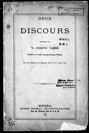 Cover of Deux discours prononcés par M. Joseph Tassé, président de l'Institut canadien-français d'Ottawa by Joseph Tassé