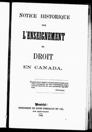 Cover of Notice historique sur l'enseignement du droit en Canada by Maximilien Bibaud
