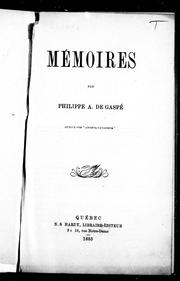 Cover of Mémoires by Philippe-Joseph Aubert de Gaspé