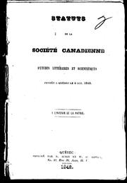 Front cover of Statuts de la Société canadienne d'études littéraires et scientifques by Société canadienne d'études littéraires et scientifiques.